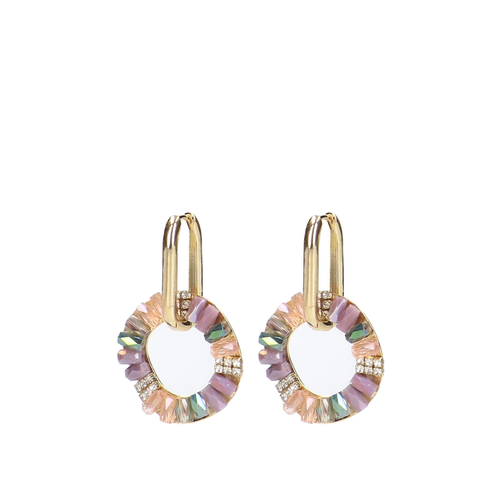 Goldfarbene Ohrringe mit farbigen Details