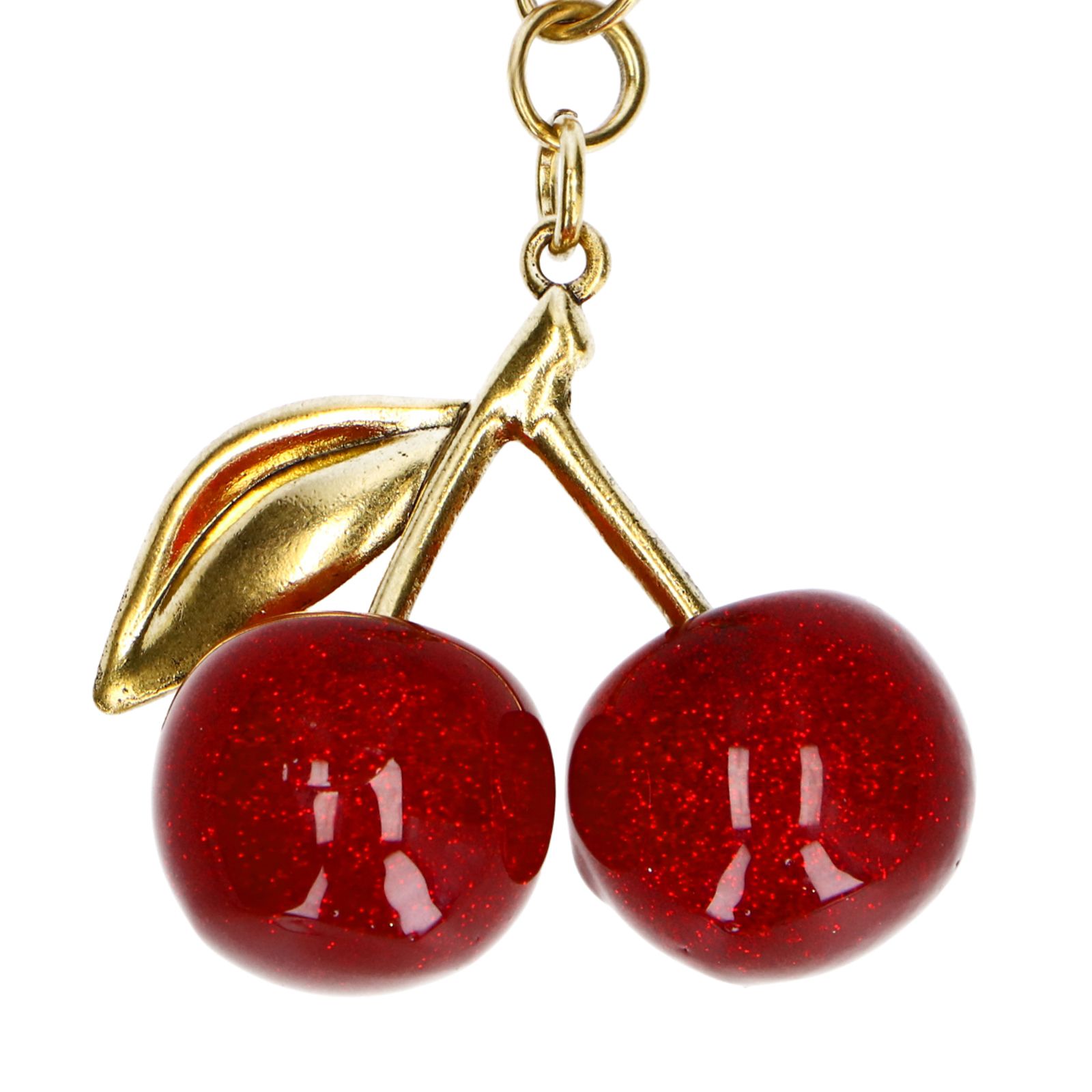 Goldfarbener Taschen-Charm Kirsche