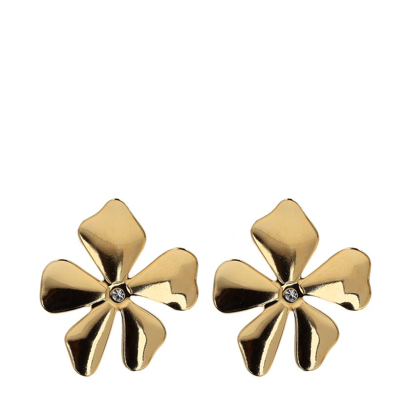 Goldfarbene Statement-Ohrringe in Blumen-Form