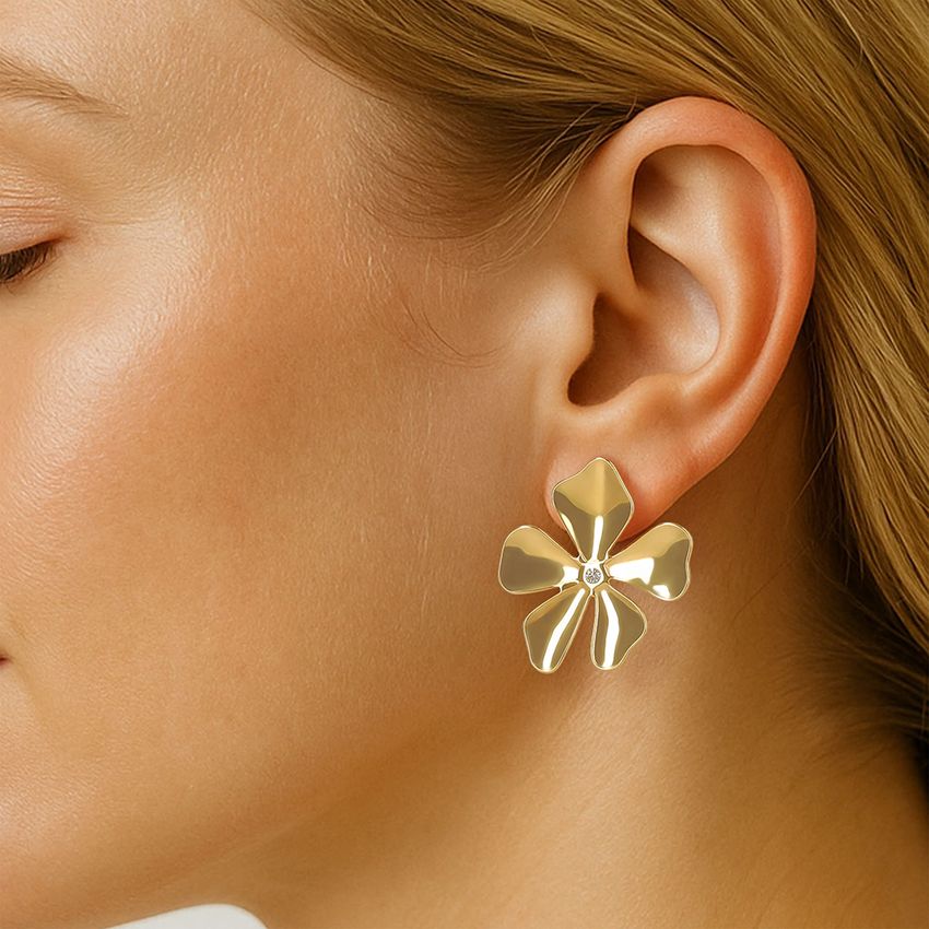 Gouden statement bloemetjes oorbellen