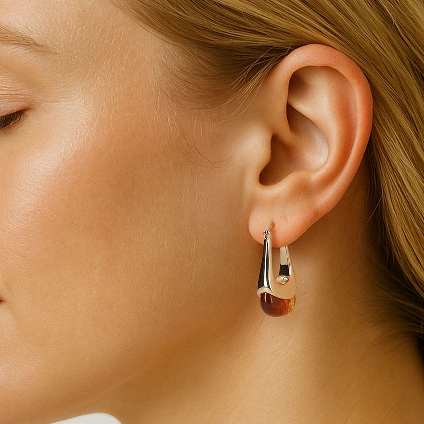 Goldfarbene Ohrringe mit braunen Details