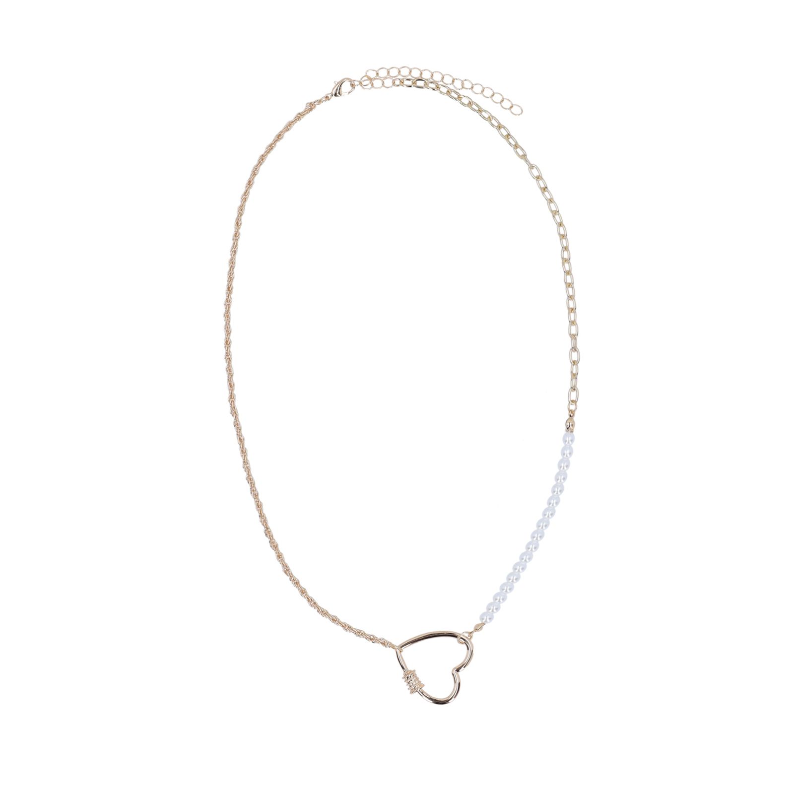 Goldfarbene Herz-Kette mit Perlen-Details