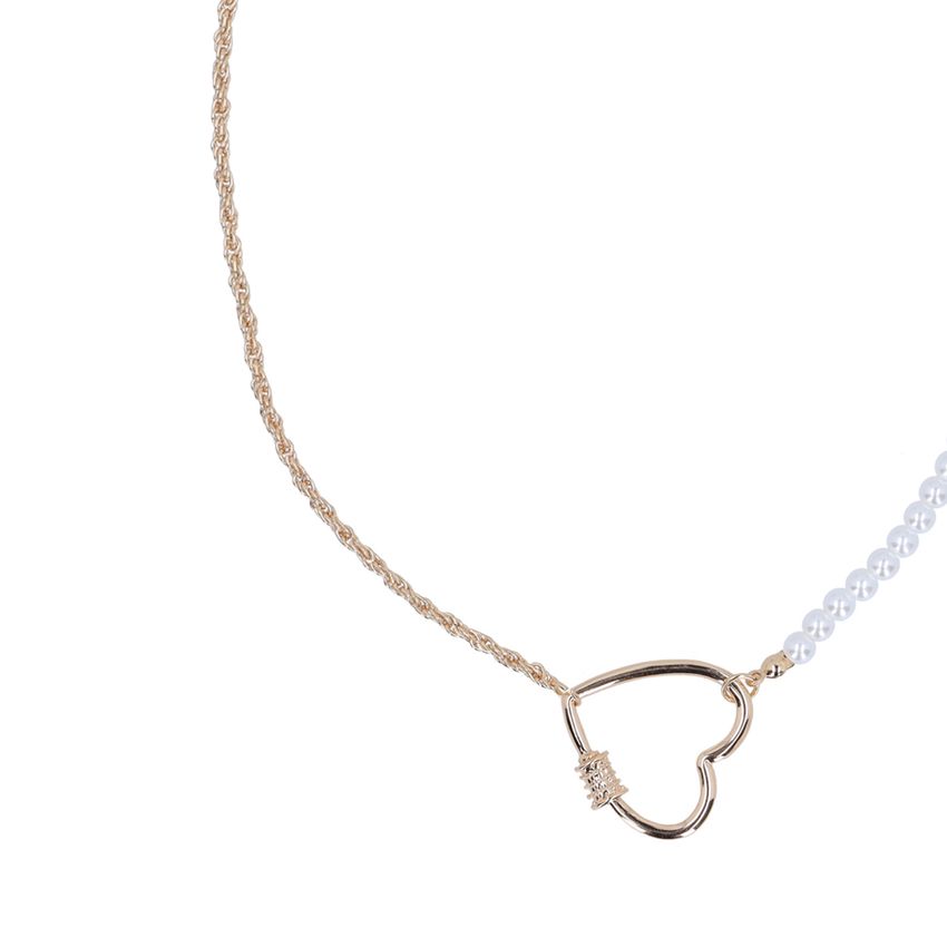 Goldfarbene Herz-Kette mit Perlen-Details
