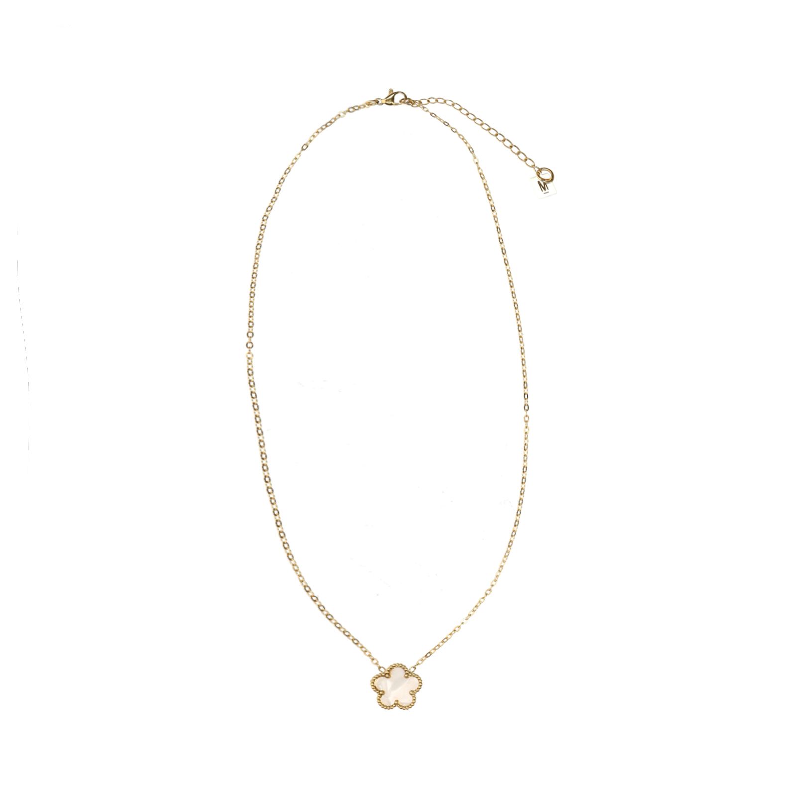 Goudkleurige ketting met wit bloemetje