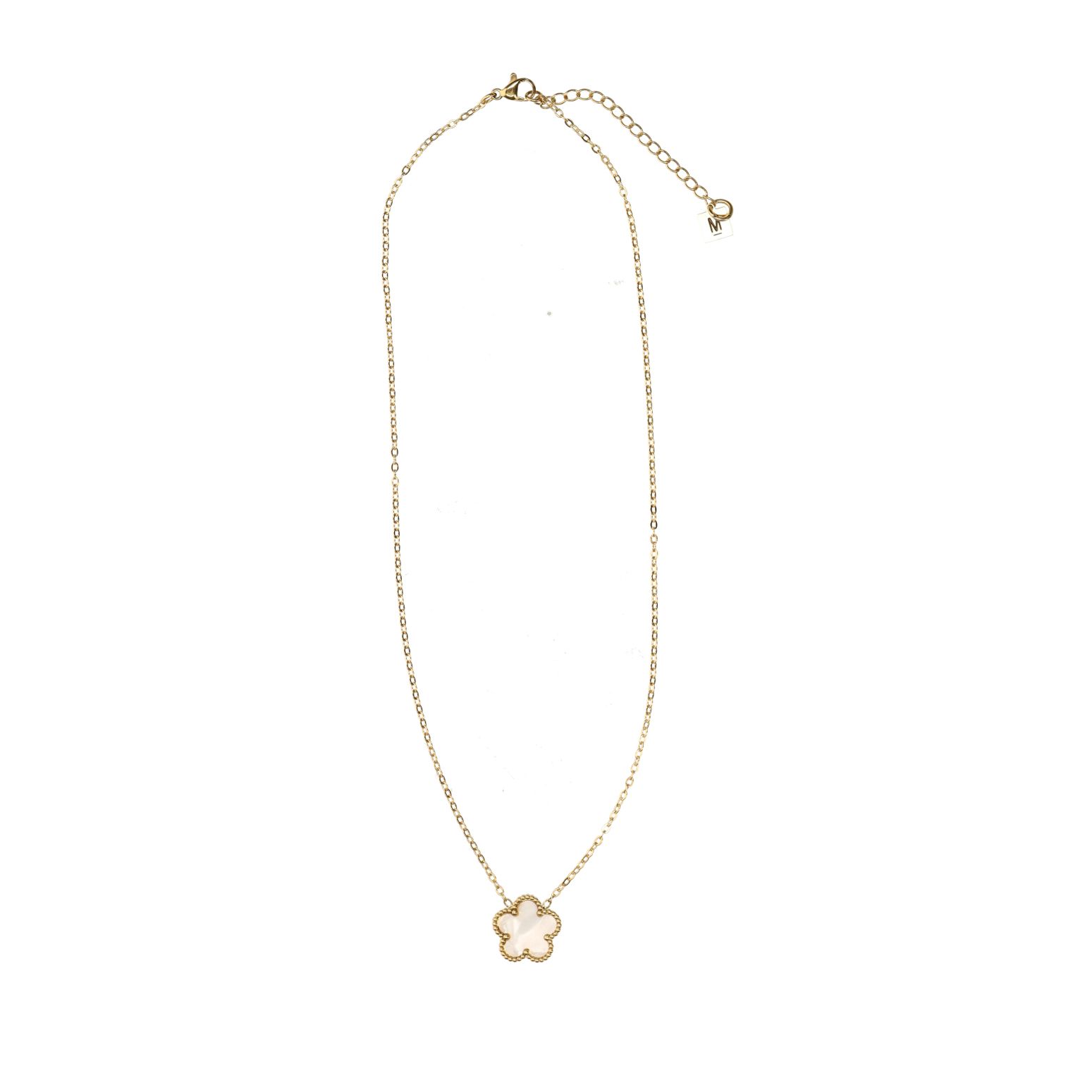 Goudkleurige ketting met wit bloemetje