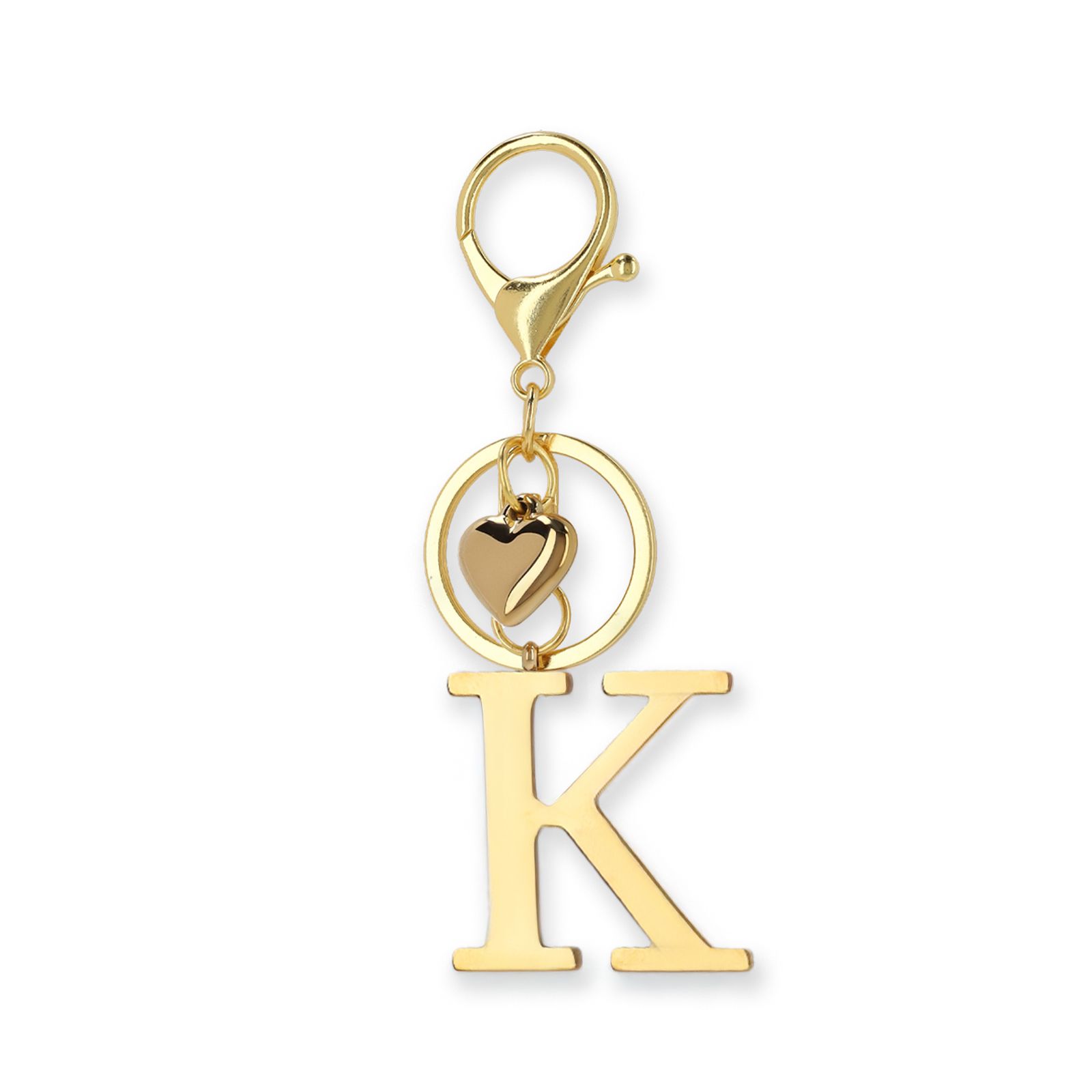 Goldfarbener Taschen-Charm Buchstabe K
