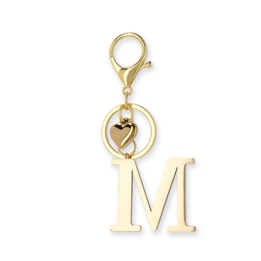 Goudkleurige bag charm letter M