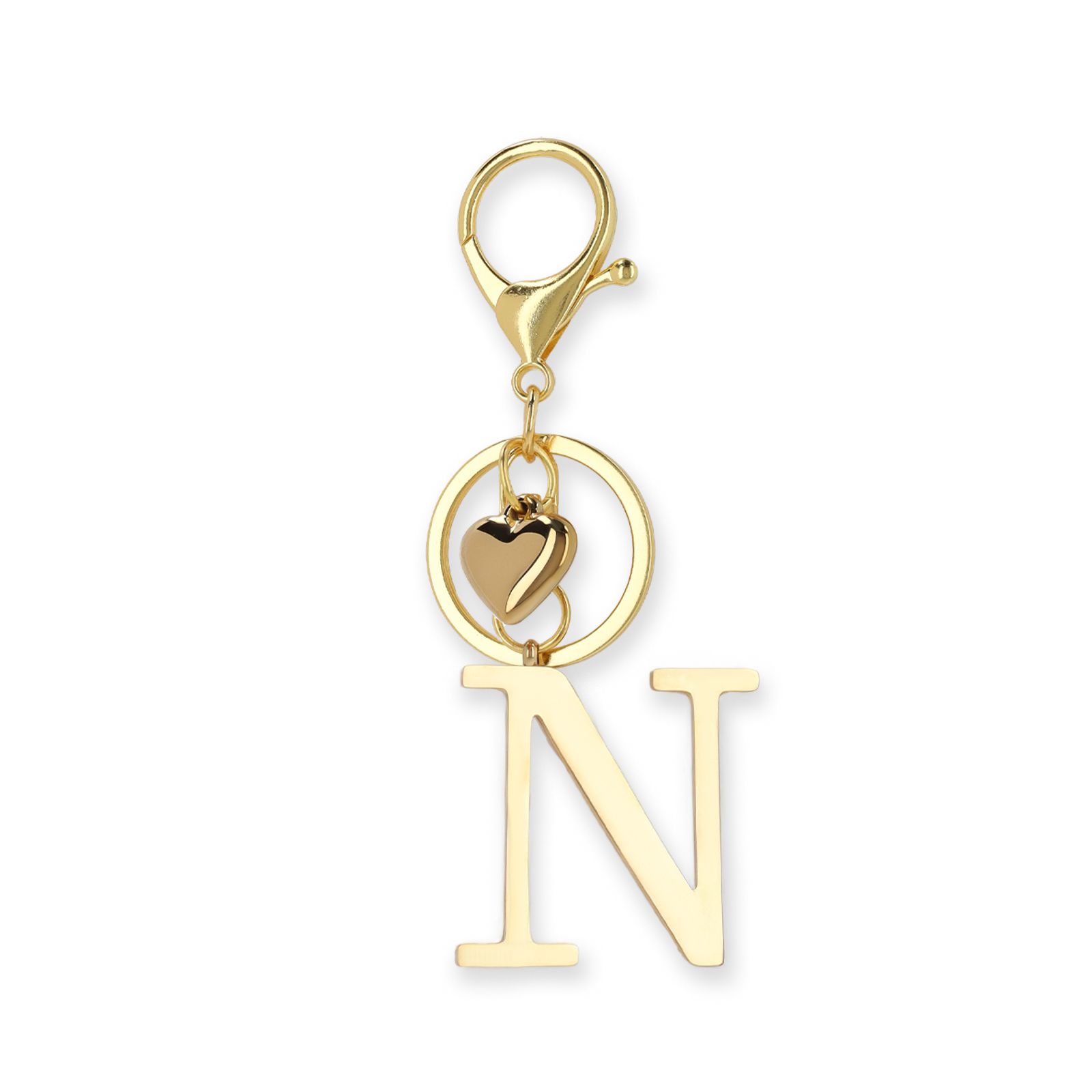 Goldfarbener Taschen-Charm Buchstabe N