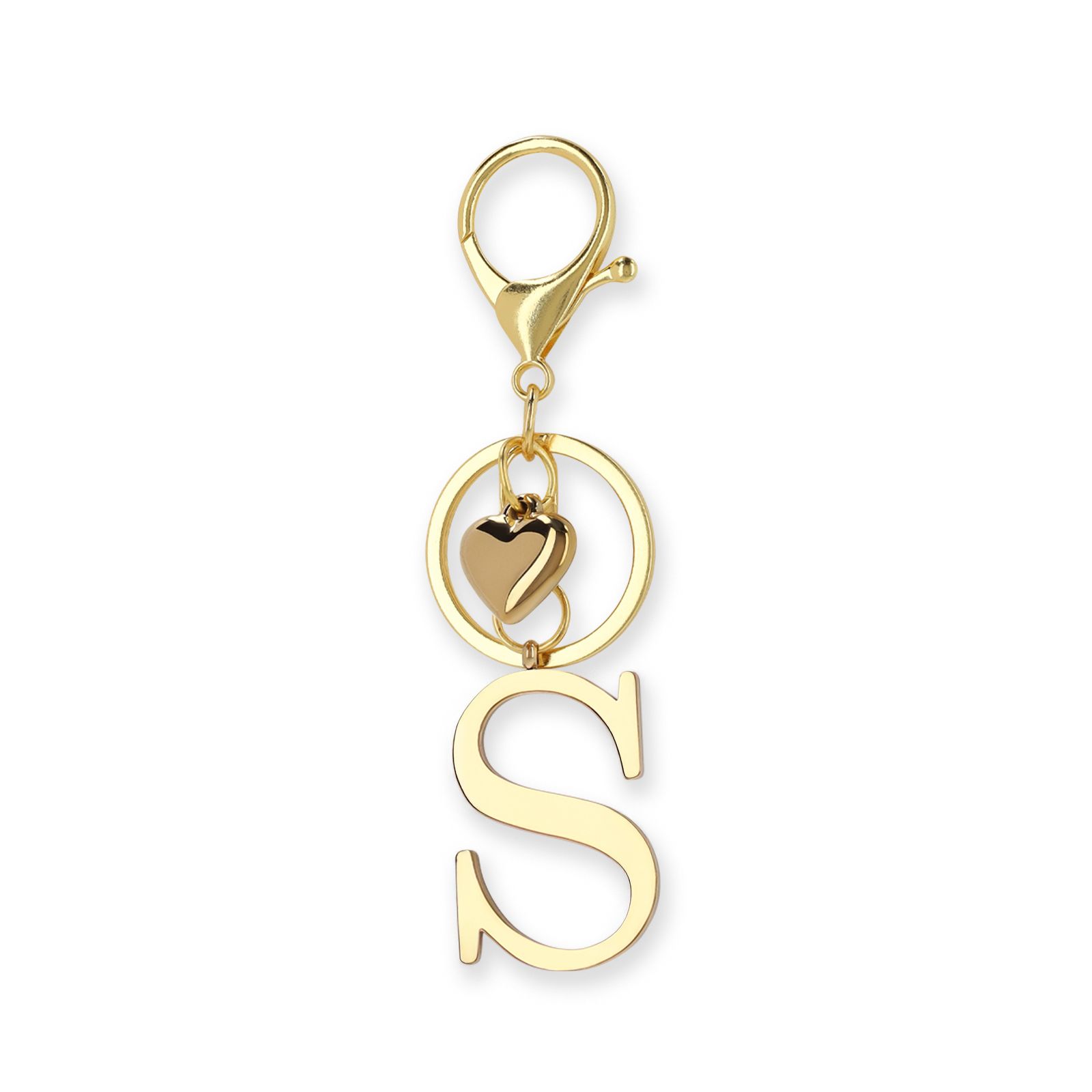Goudkleurige bag charm letter S