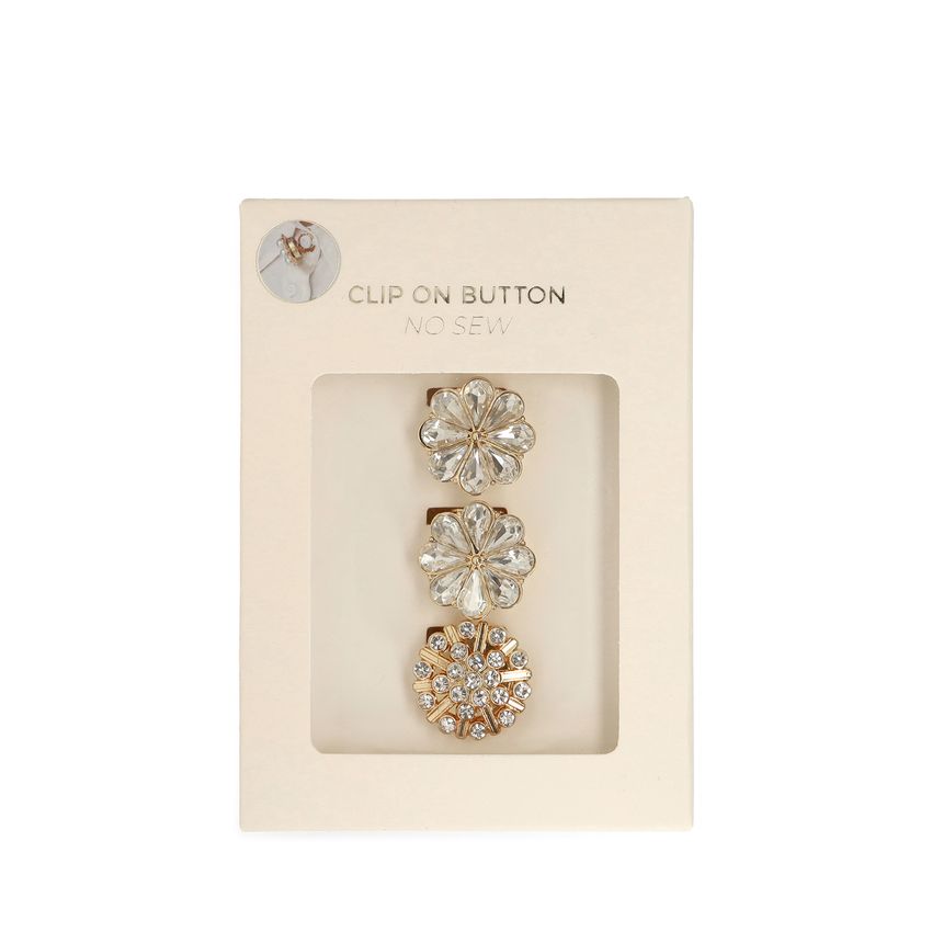 3 pack goudkleurige click on buttons