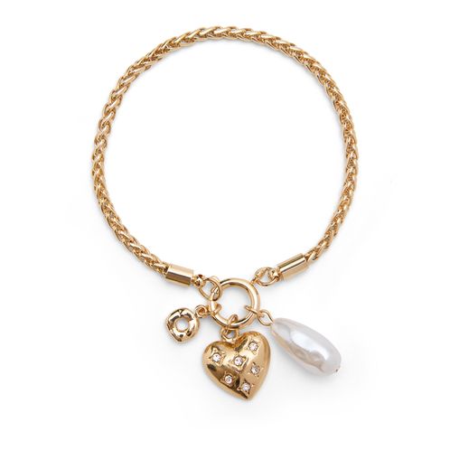 Goudkleurige armband met hartje en parel details