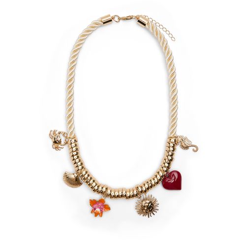 Beige touwketting met gouden hangers