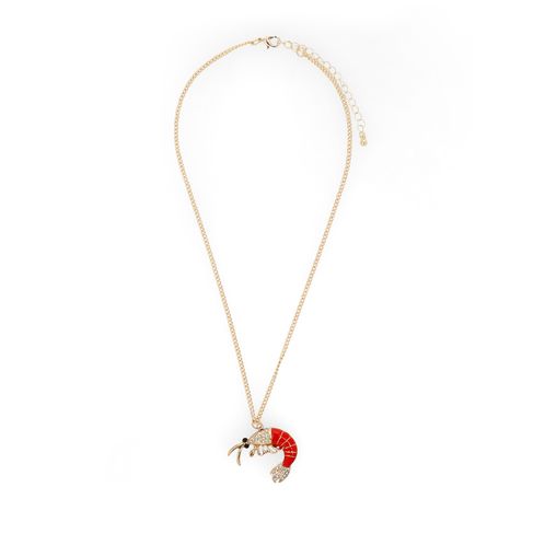 Goldfarbene Kette mit roter Garnele
