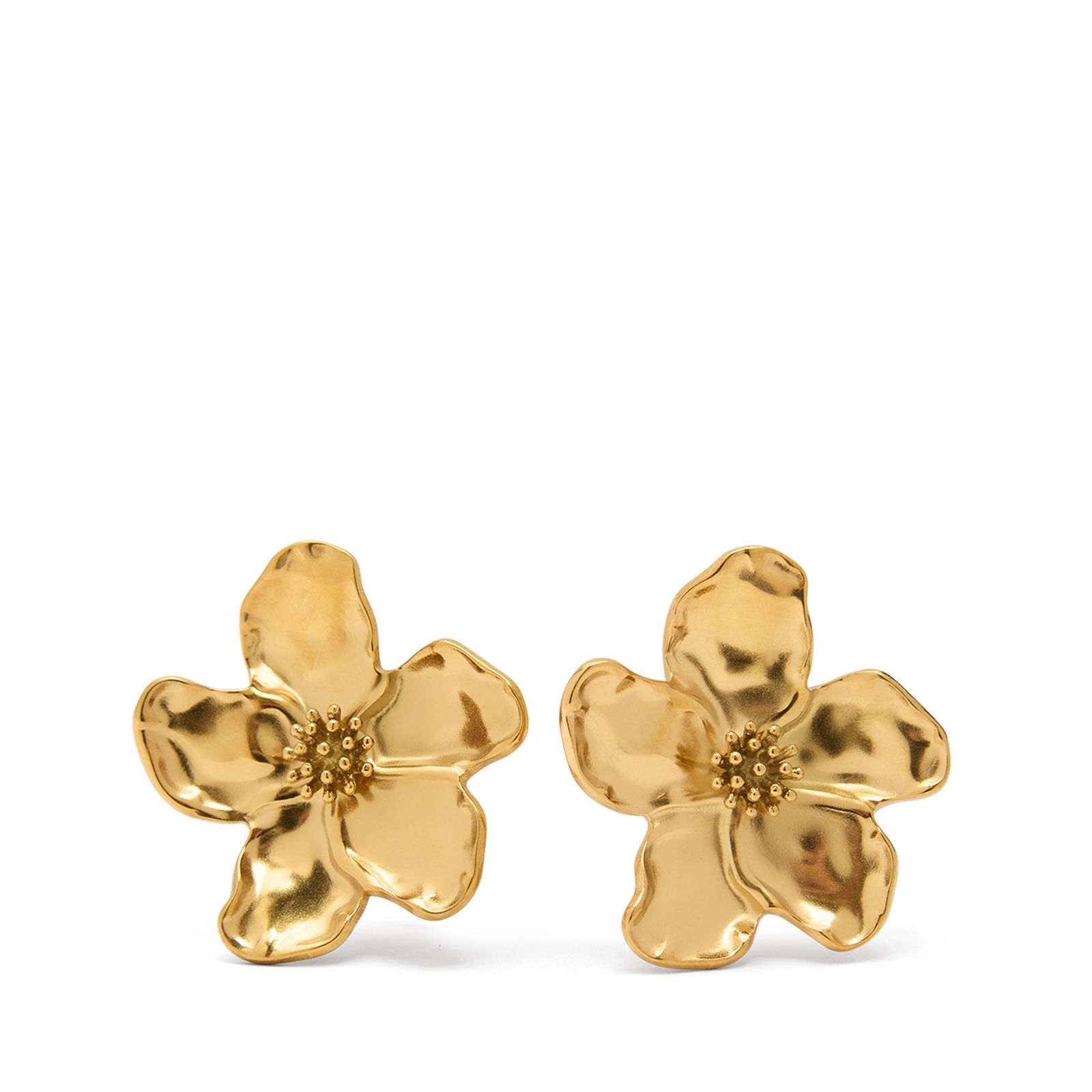 Goldfarbene Blumen-Ohrringe