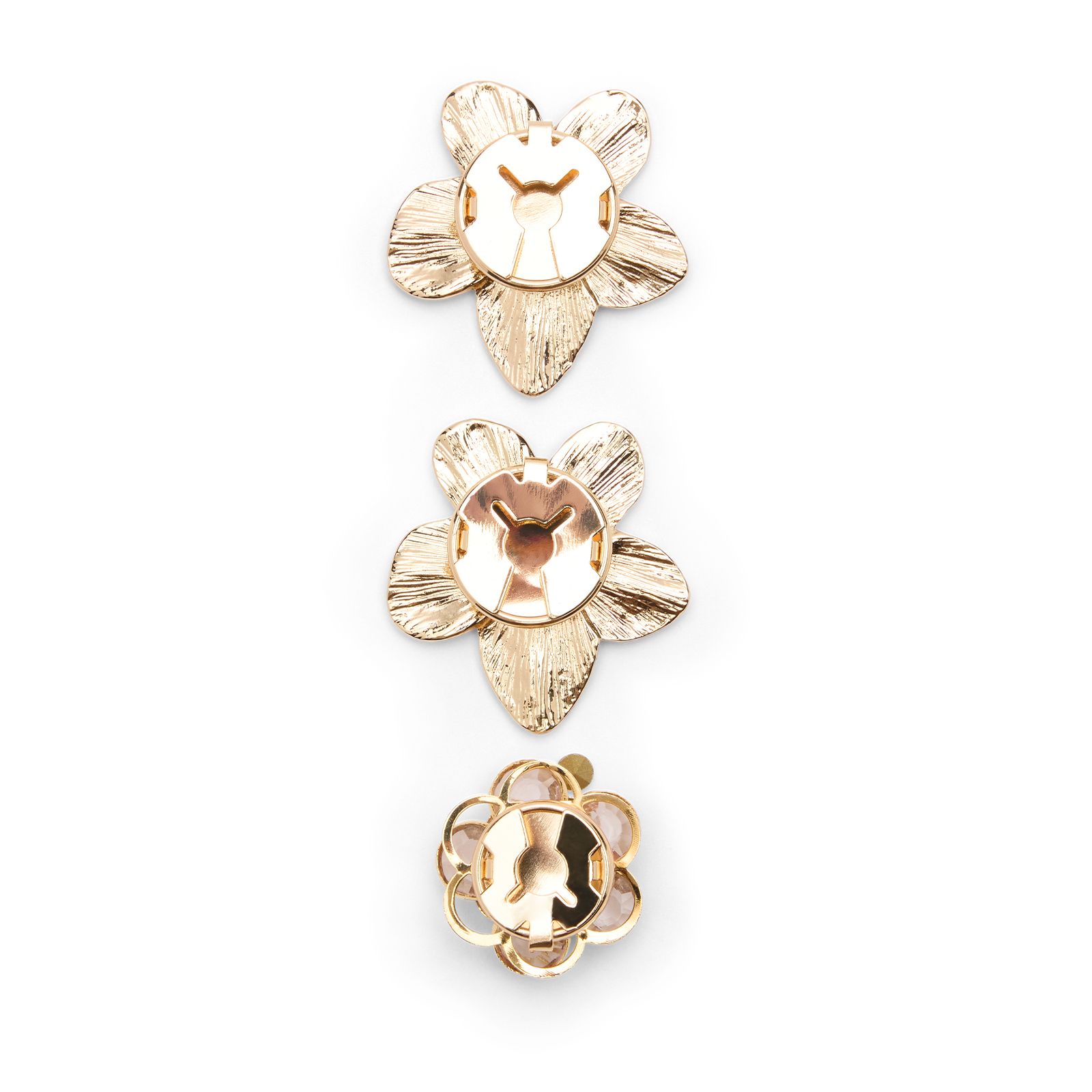 3-Pack goudkleurige bloemen buttons