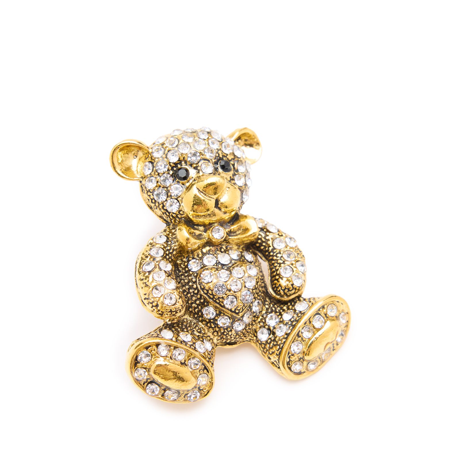 Goldfarbene Teddy-Brosche