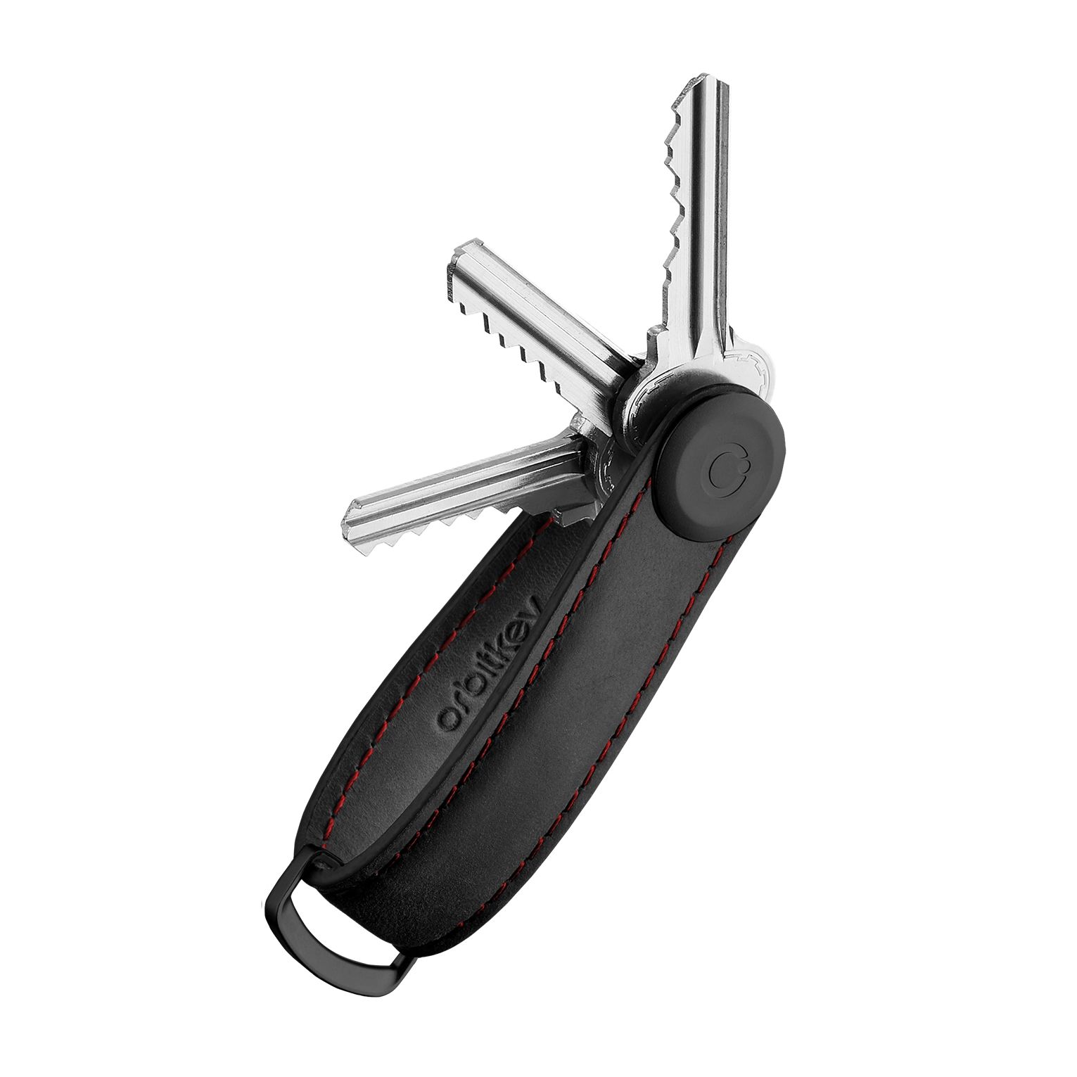 Schwarzer Orbitkey-Schlüsselanhänger aus Leder