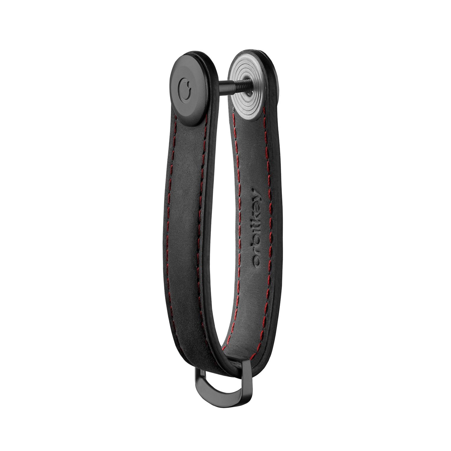 Schwarzer Orbitkey-Schlüsselanhänger aus Leder
