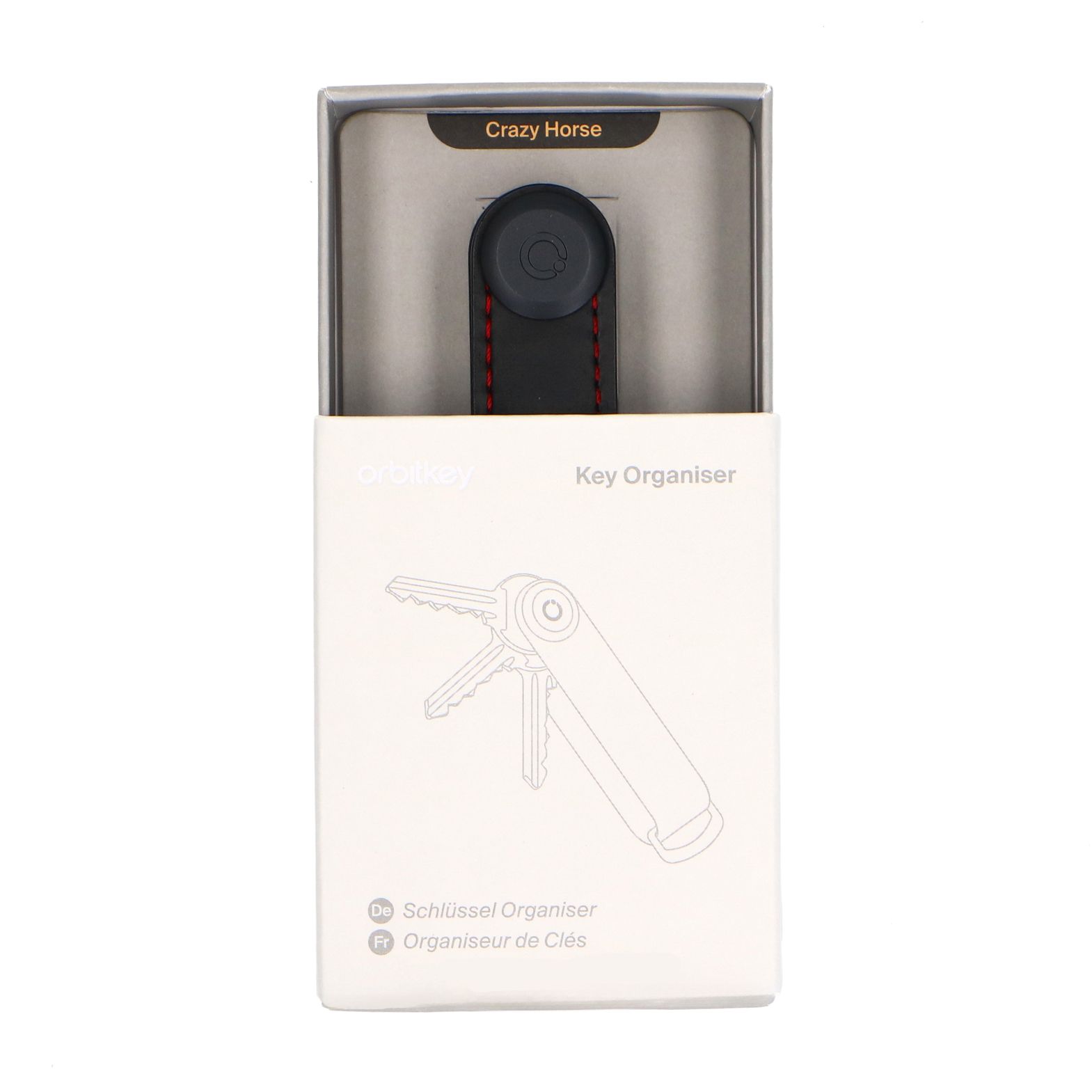 Schwarzer Orbitkey-Schlüsselanhänger aus Leder