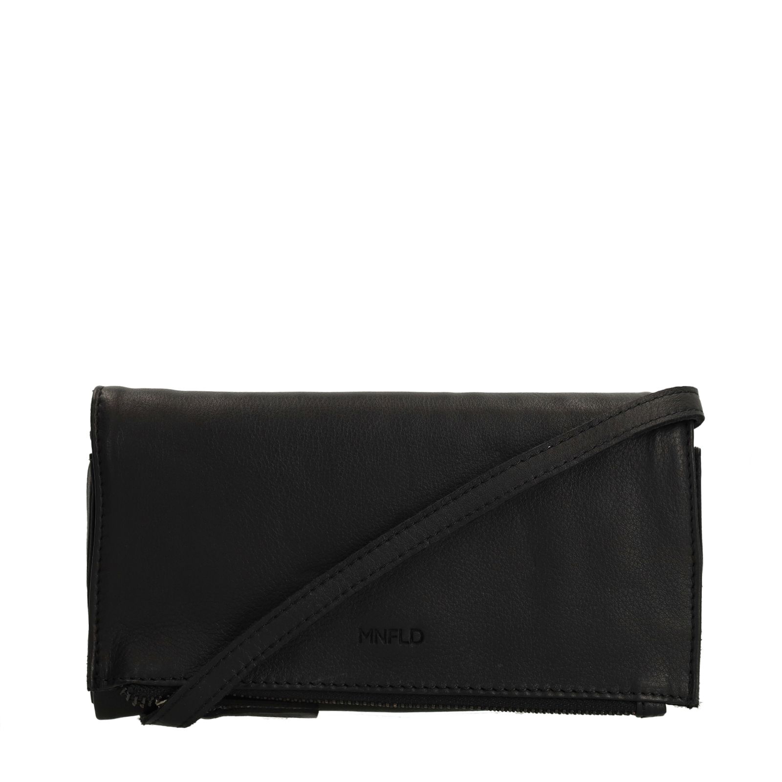 Zwarte leren clutch