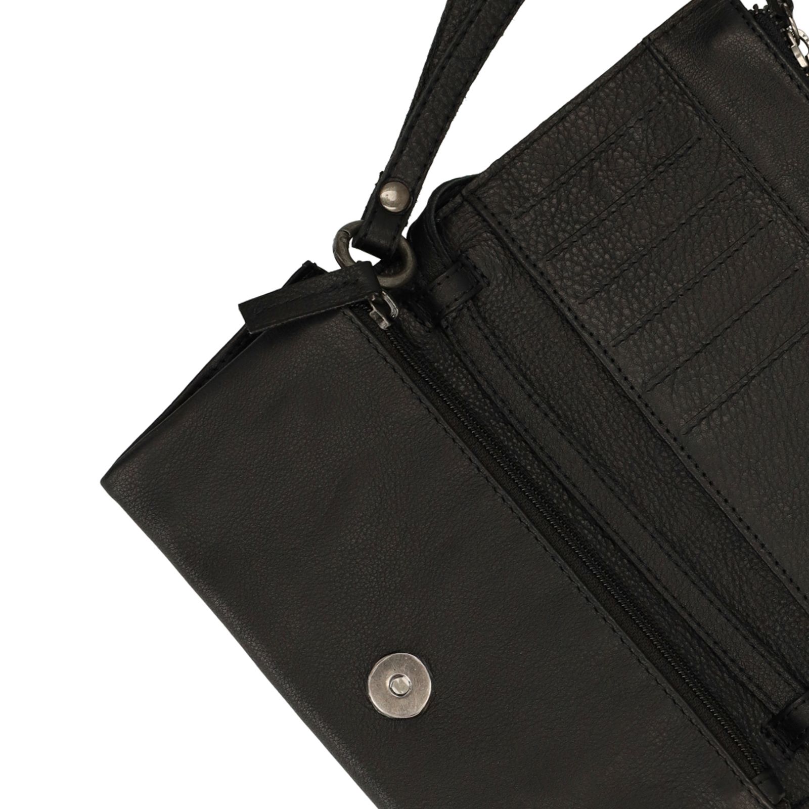 Zwarte leren clutch