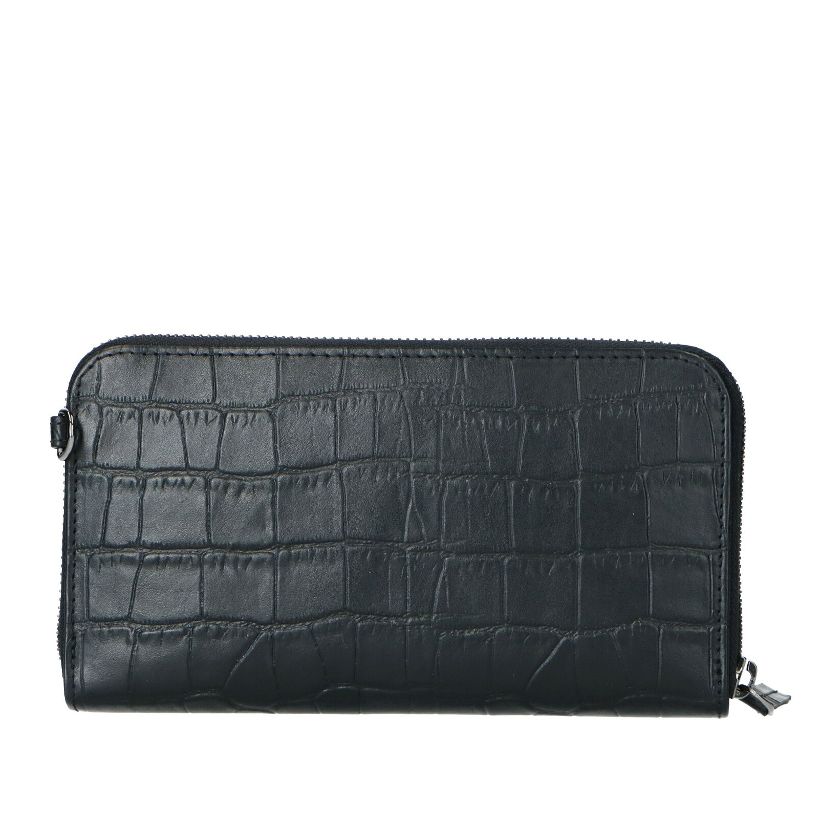Zwarte portemonnee met crocoprint