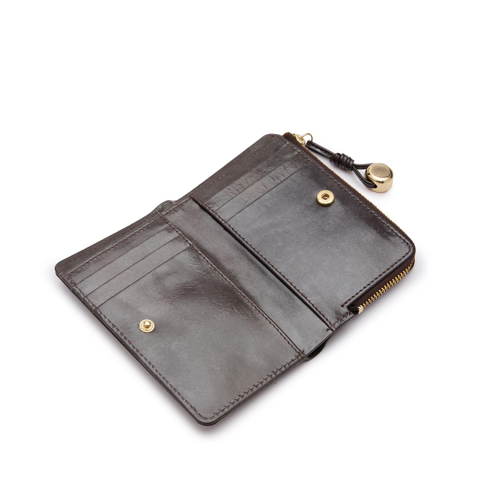 Braunes Lackleder-Portemonnaie