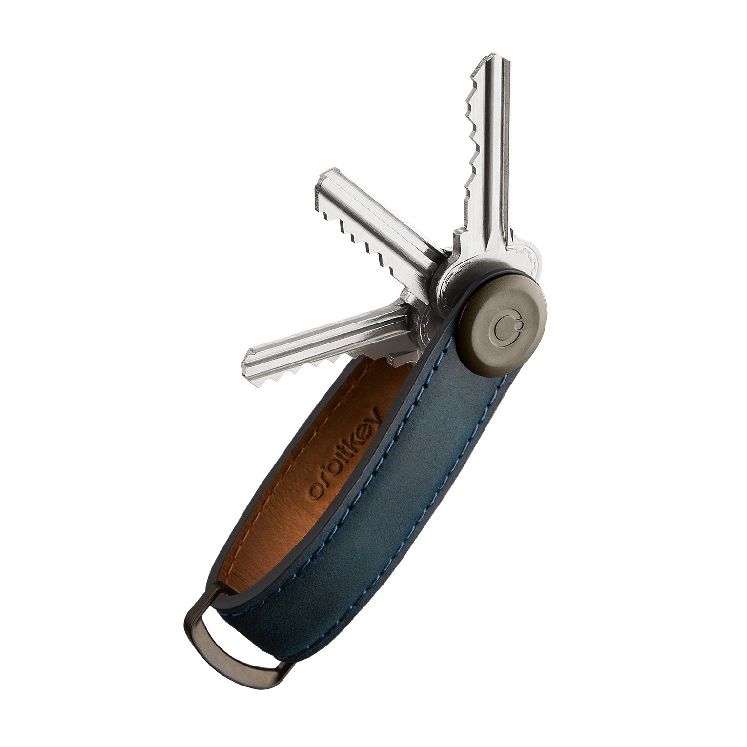Blauer Orbitkey-Schlüsselanhänger aus Leder