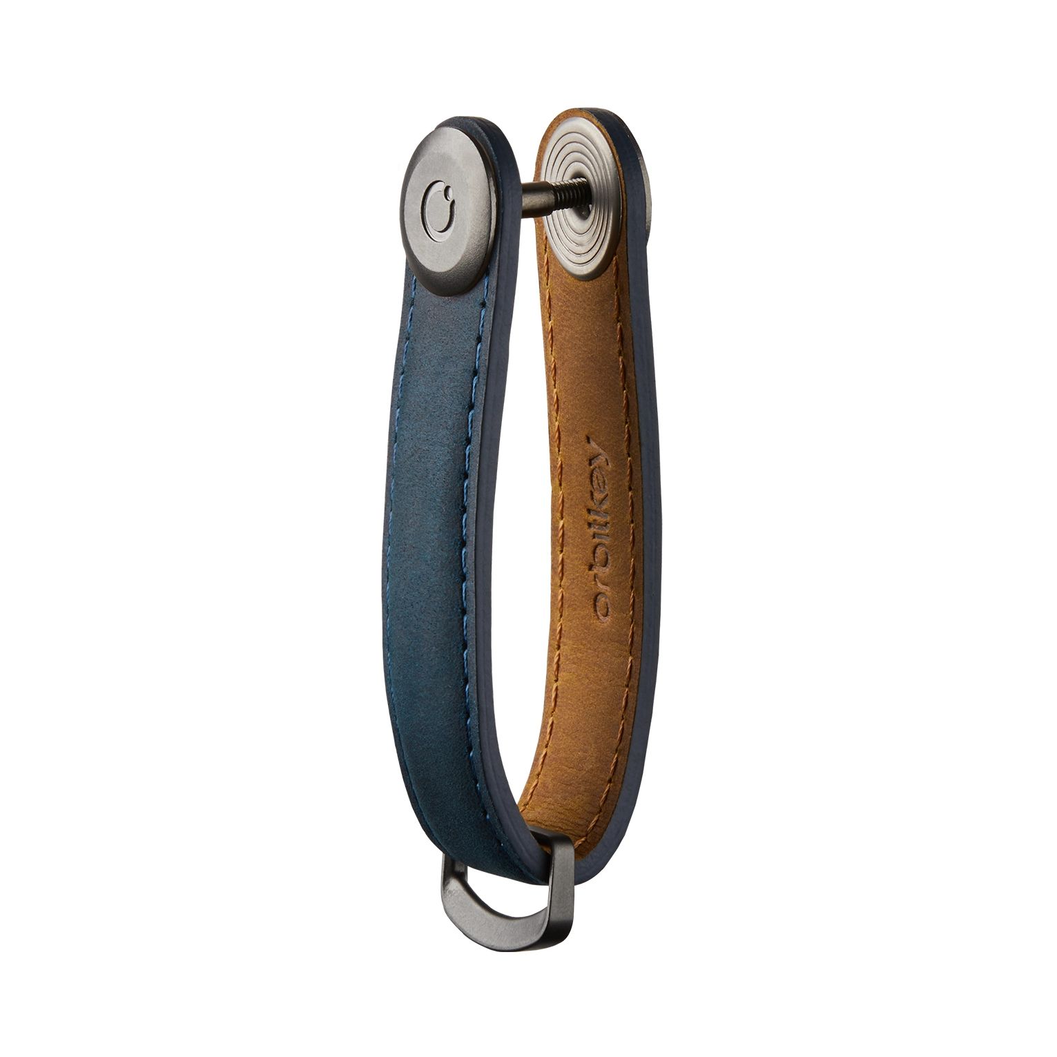 Blauwe leren Orbitkey sleutelhanger