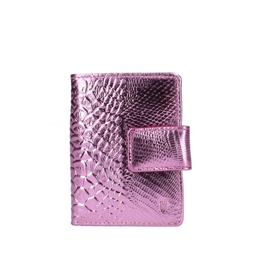 Metallic roze leren portemonnee met crocoprint