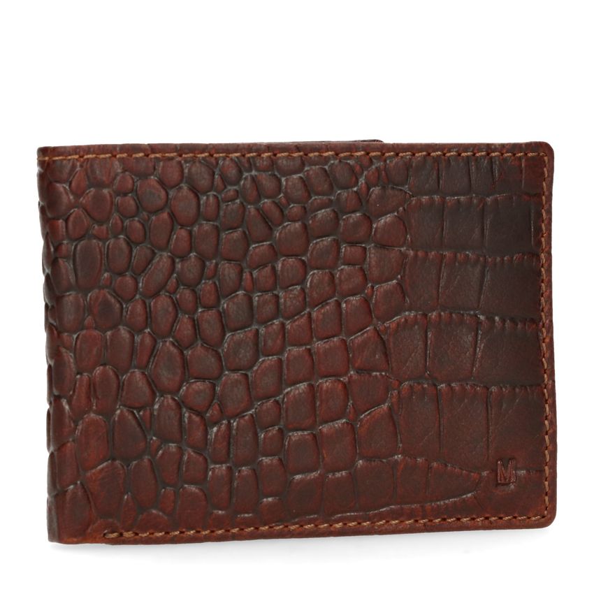 Cognacfarbenes Portemonnaie mit Krokomuster