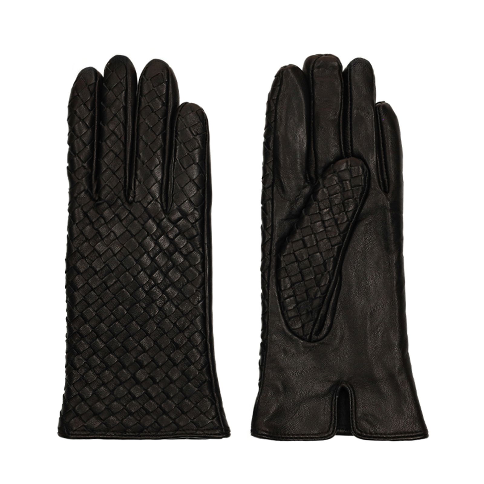 Zwarte leren handschoenen met details
