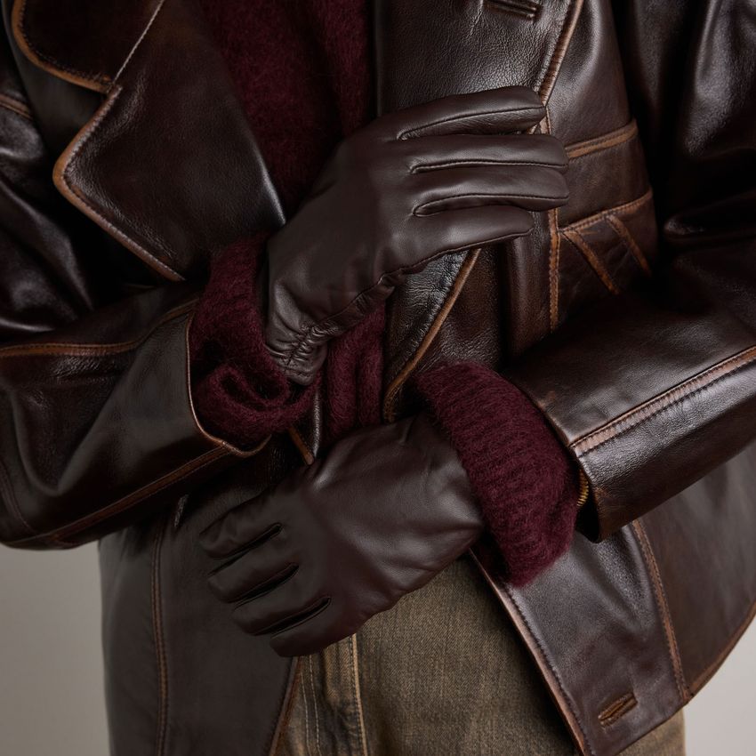Donkerbruine leren handschoenen