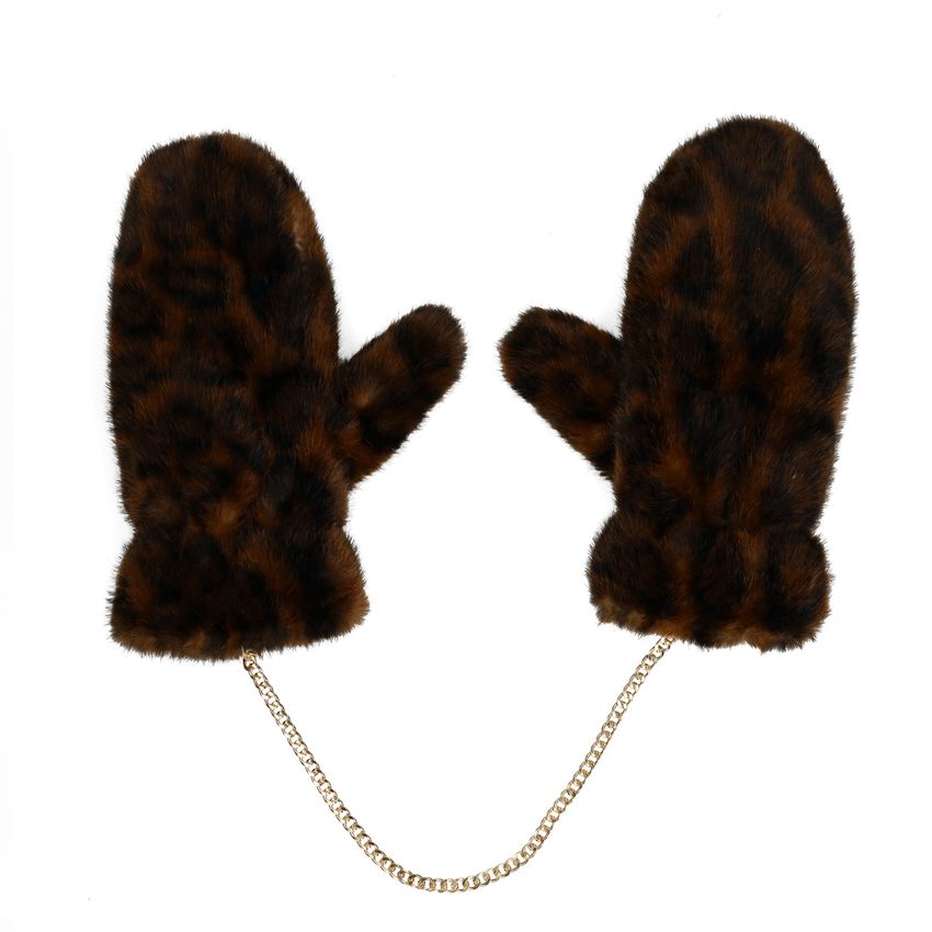 Leopard wanten van faux fur