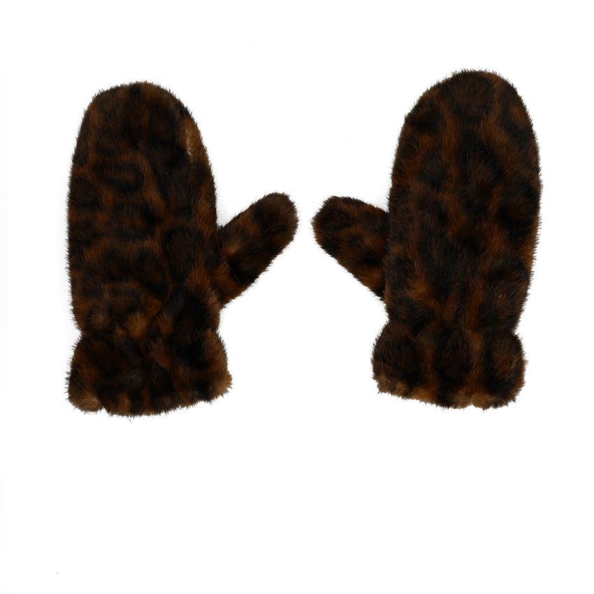 Leopard wanten van faux fur