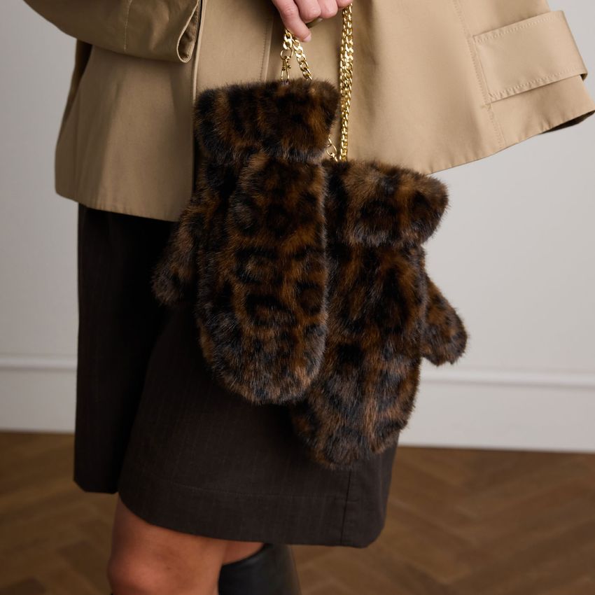 Leopard wanten van faux fur