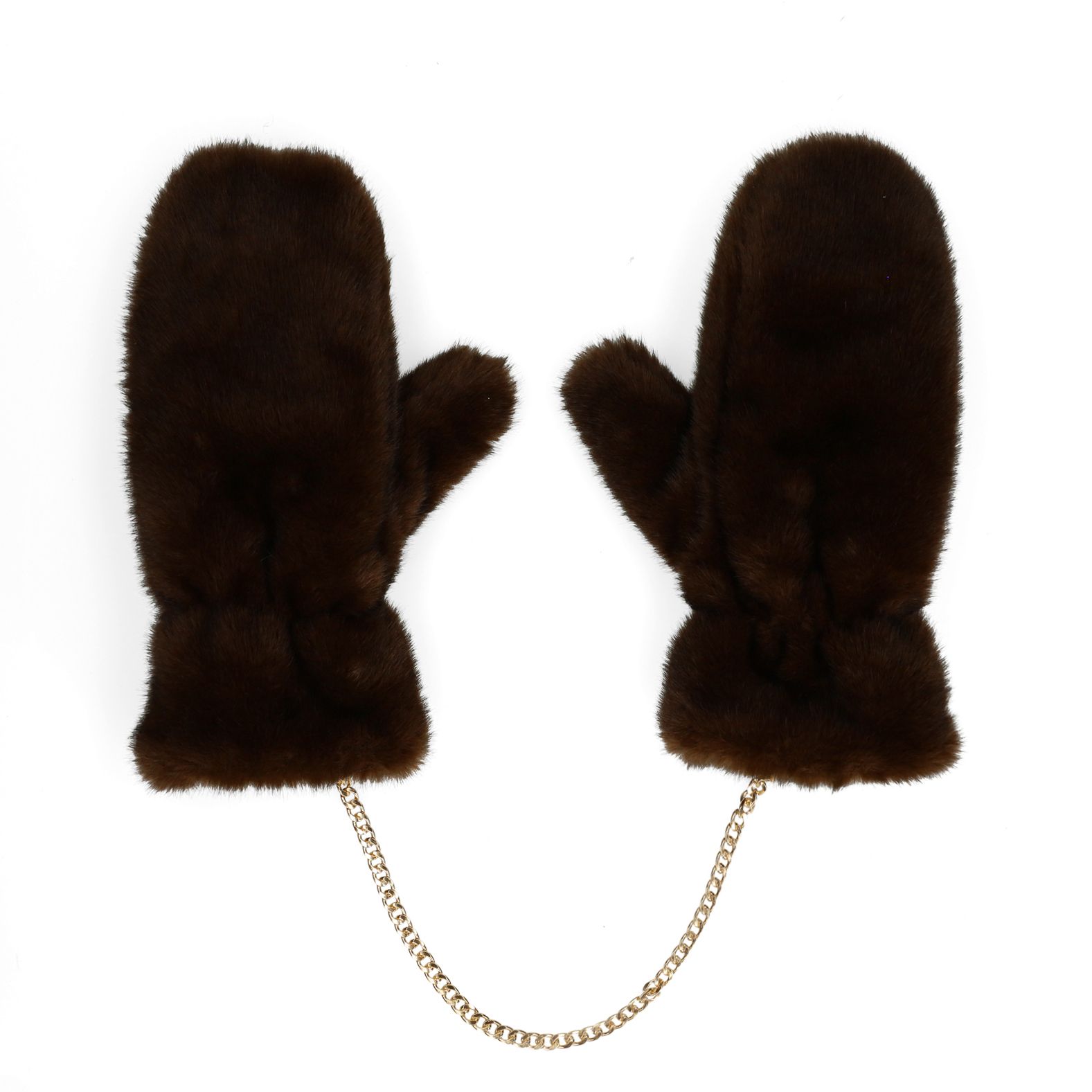 Donkerbruine wanten van faux fur