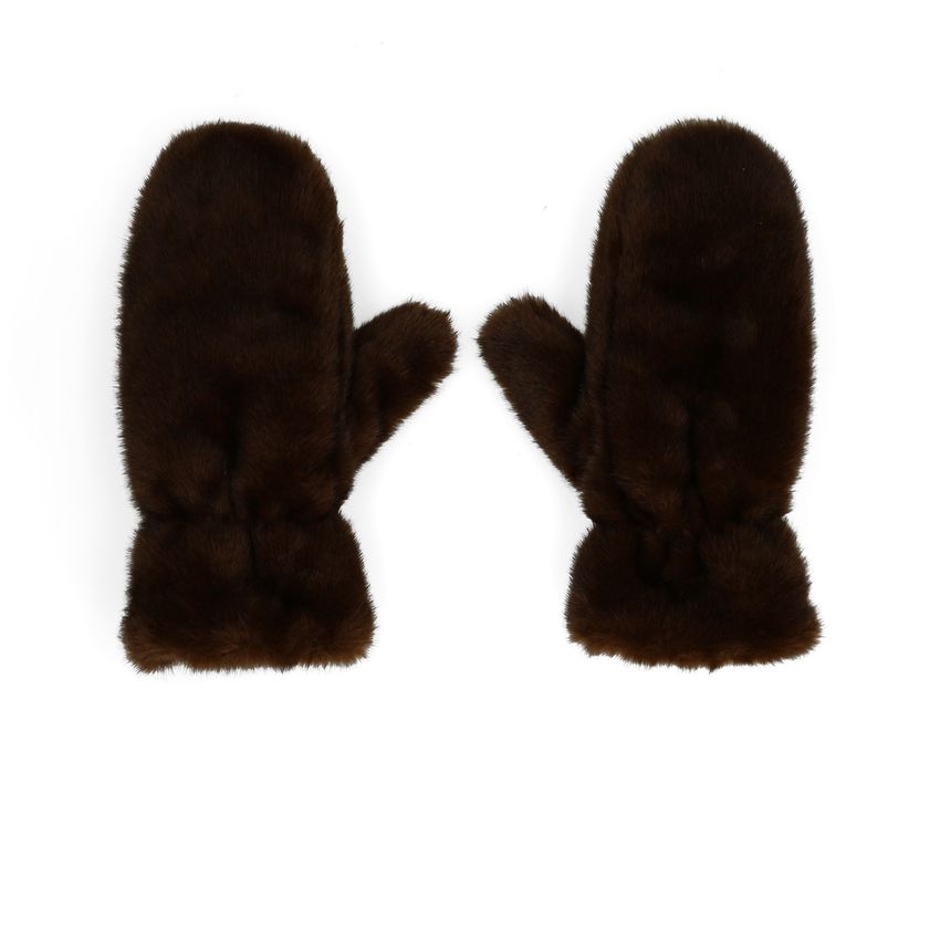 Donkerbruine wanten van faux fur