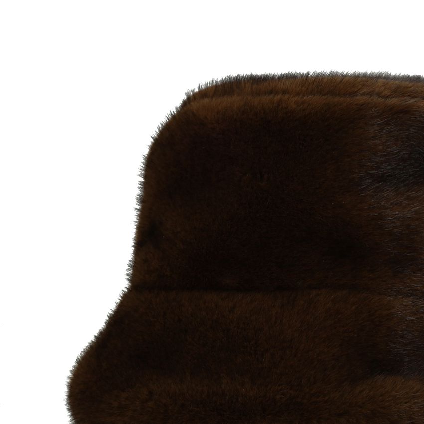 Bruine bucket hat van faux fur