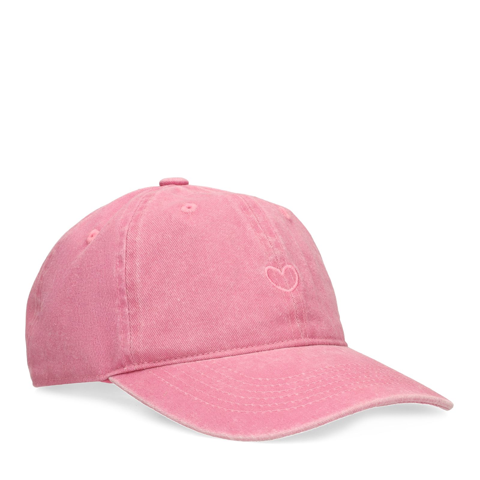 Roséfarbene Kappe mit Herz in Washed-Optik