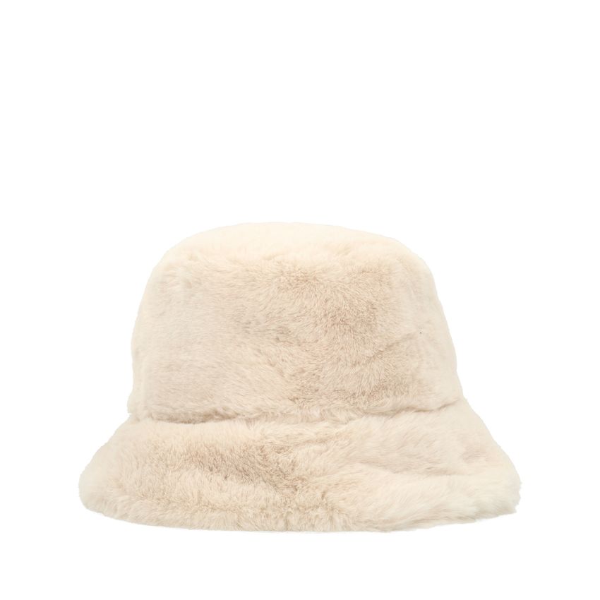 Off white bucket hat van faux fur