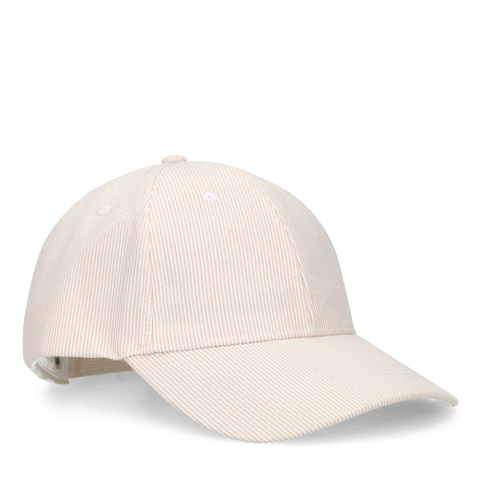 Beige-weiß gestreifte Kappe