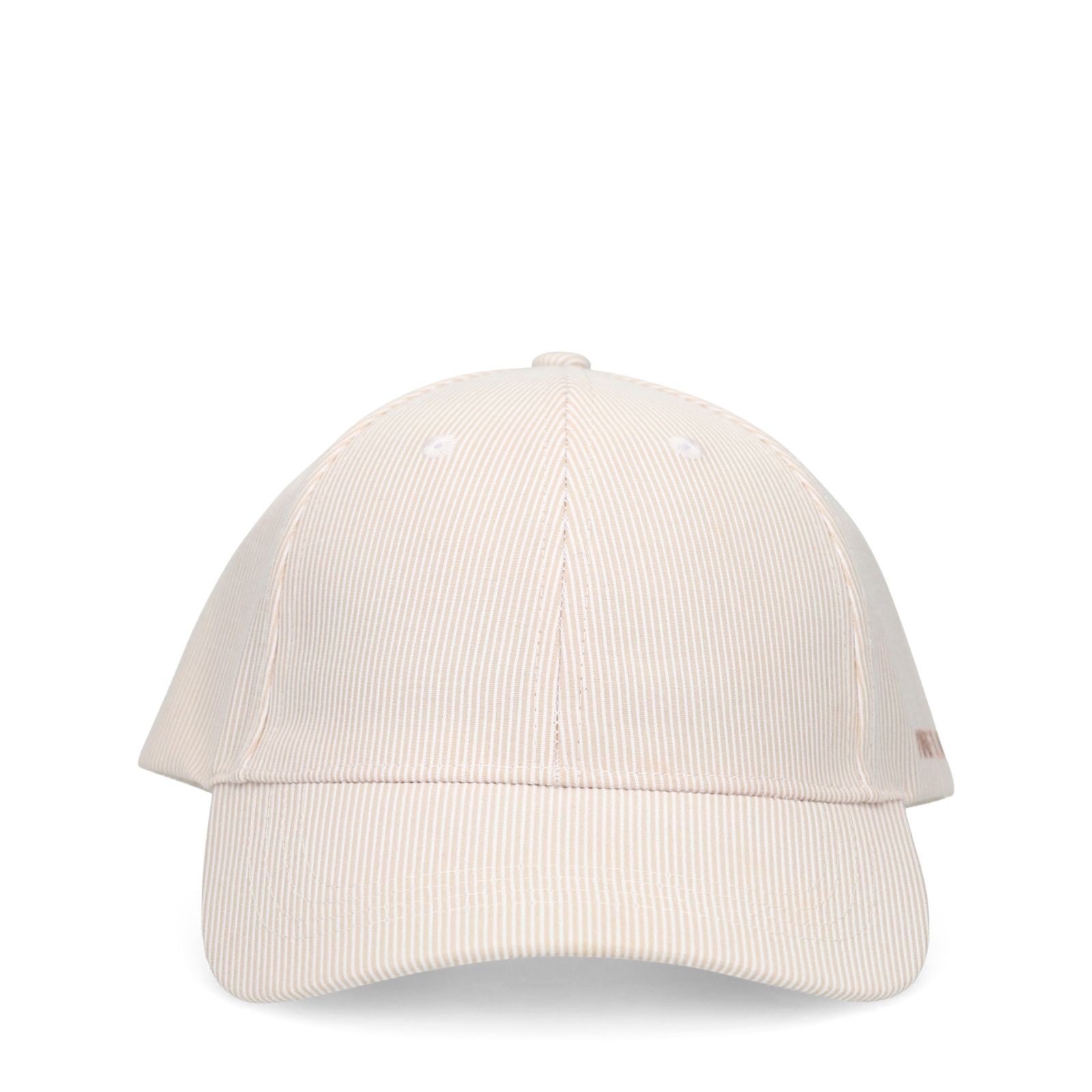 Beige-weiß gestreifte Kappe