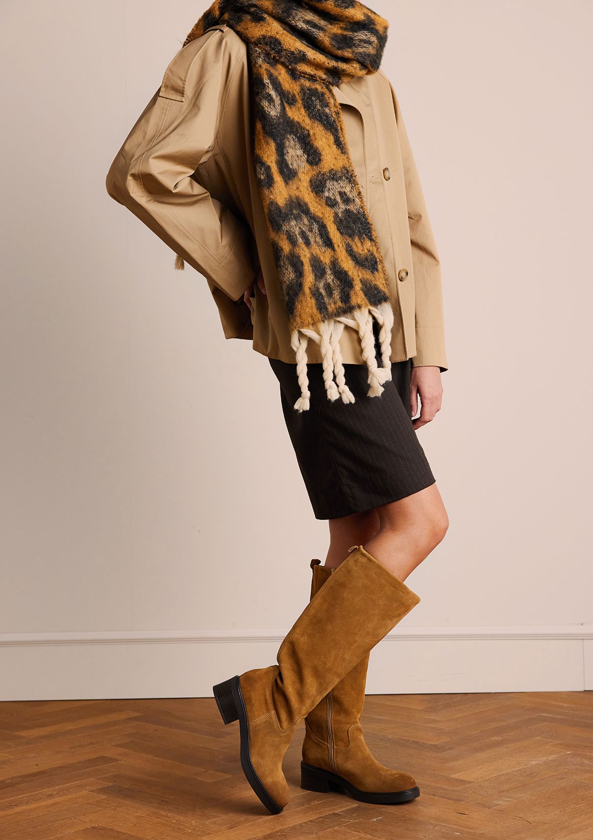 Leopard sjaal met witte details