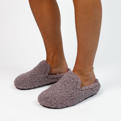 Paarse teddy pantoffels