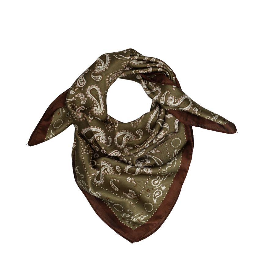 Olivgrünes Tuch mit braun-weißen Details