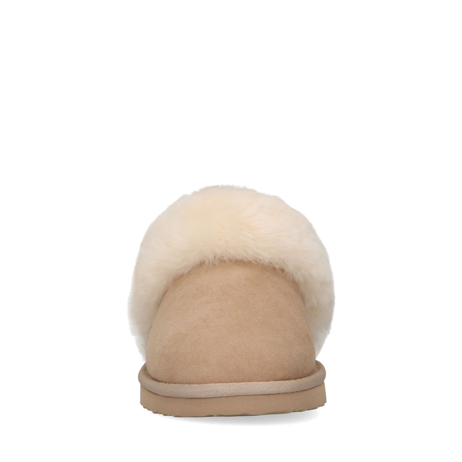 Beigefarbene Pantoffeln mit Wollfutter