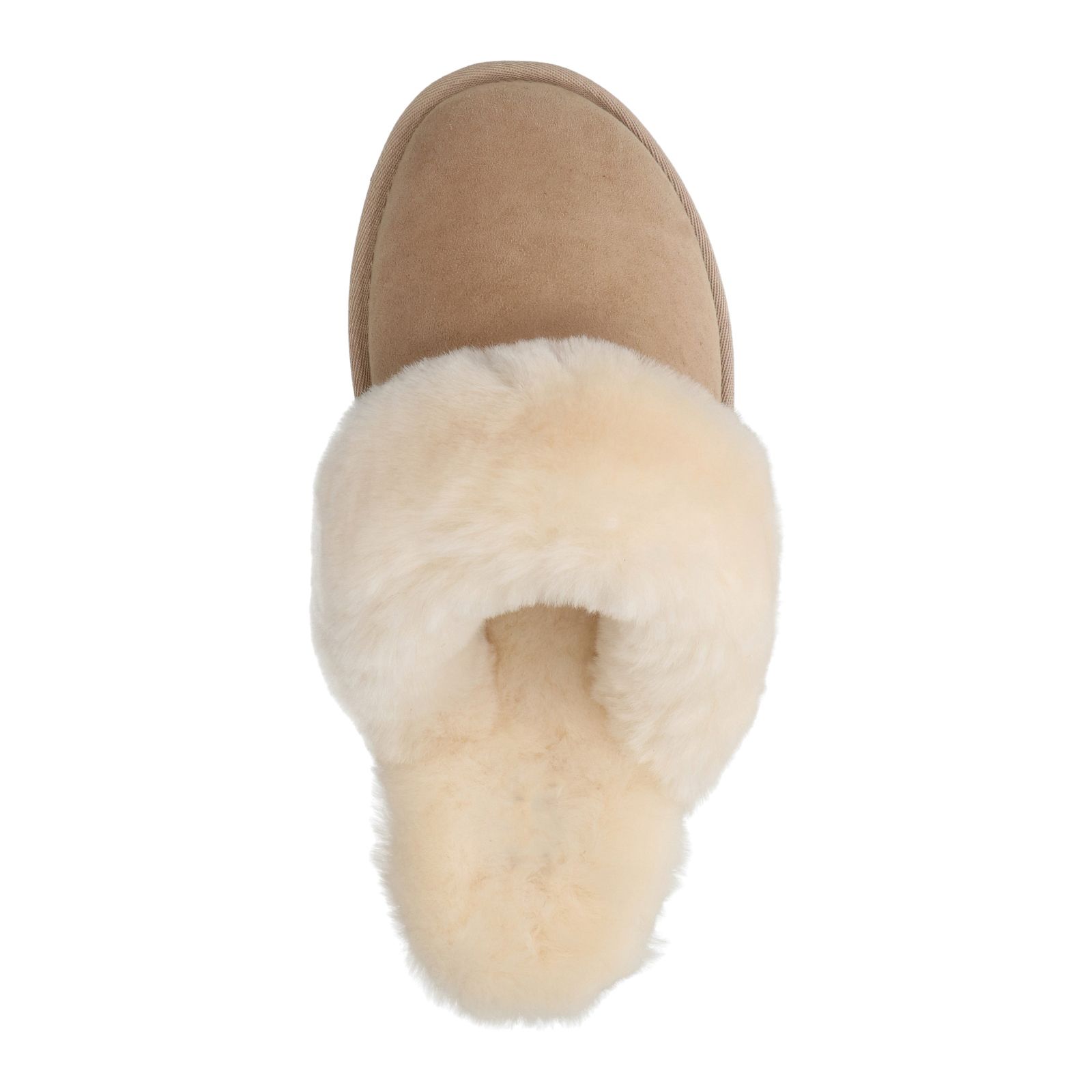 Beigefarbene Pantoffeln mit Wollfutter