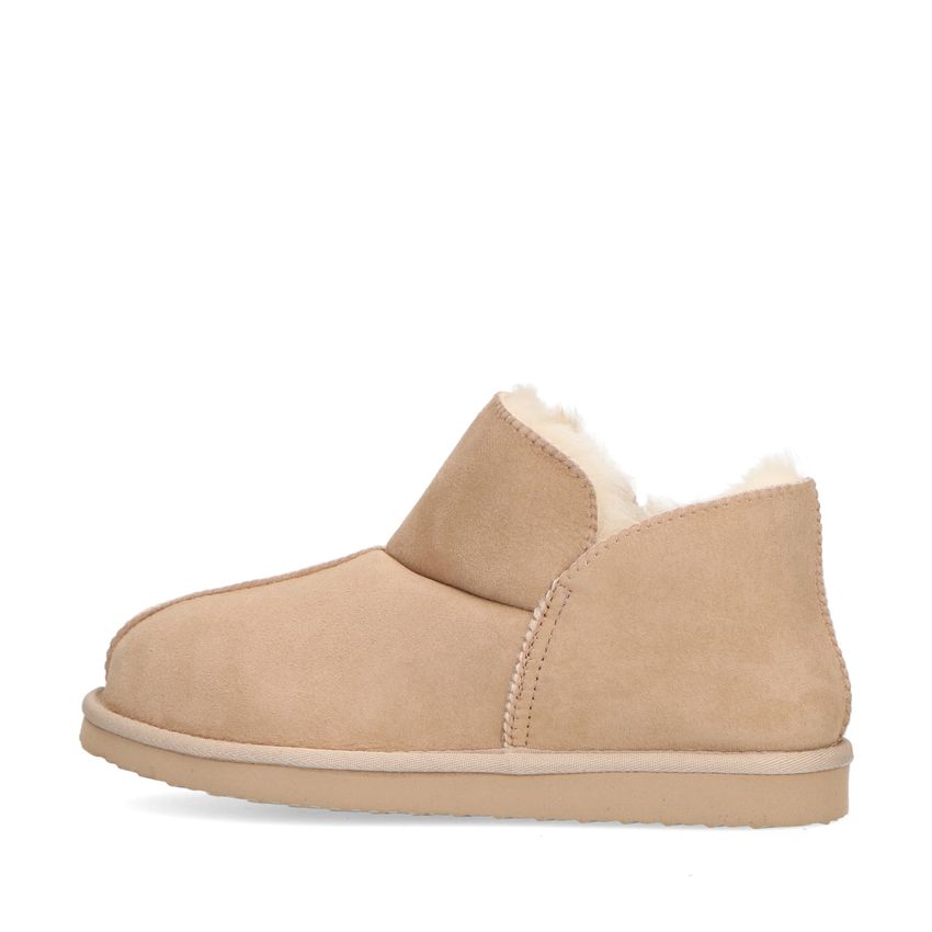 Hoge beige pantoffels met wollen voering