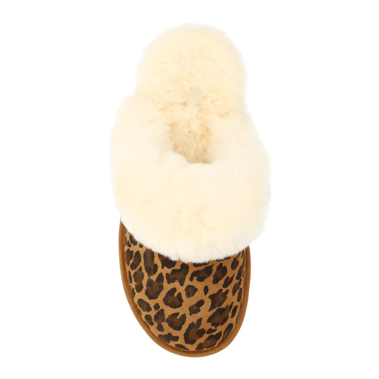 Beige leopard pantoffels met bontvoering